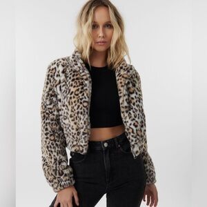 Garage Cheetah Print Fur Jacket
